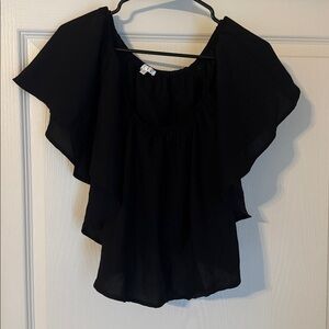 Black Flutter Off the Shoulder Blouse